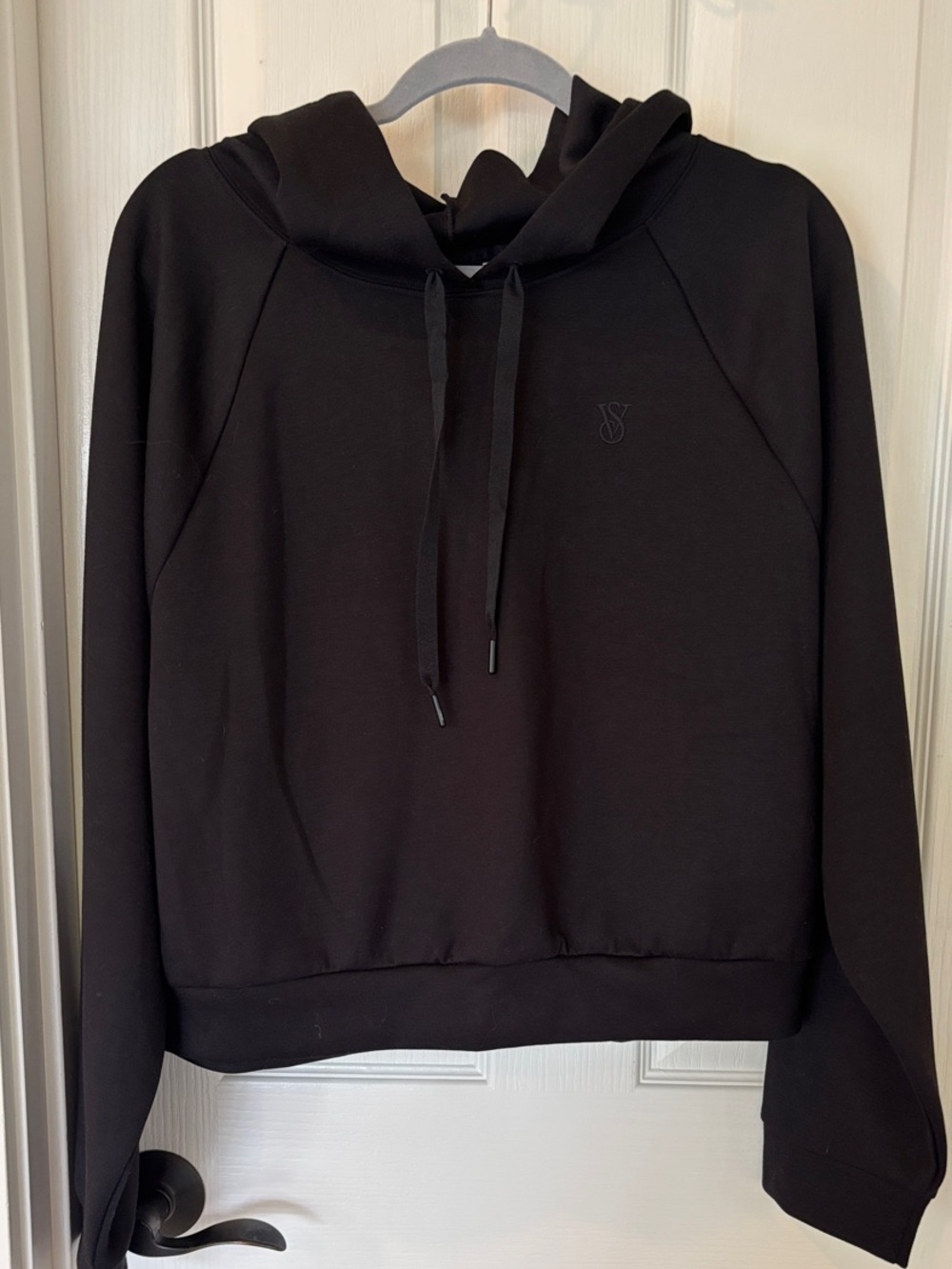 Victoria's Secret Luxe Jersey VS Sport Black Crewneck Hoodie Sweater